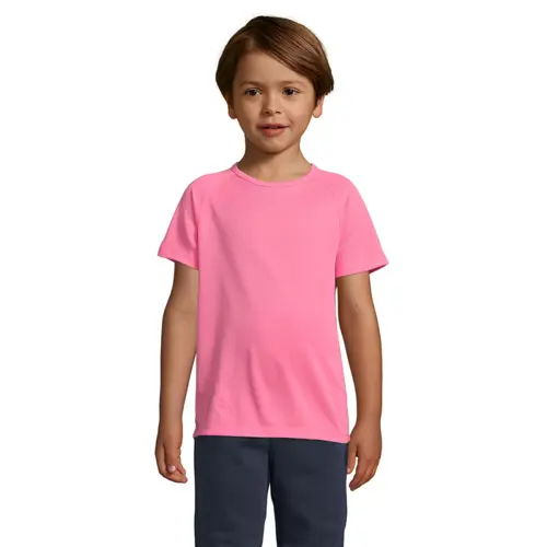 T-shirt da bambino unisex sportiva colori assortiti a girocollo in poliestere traspirante 140gr