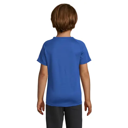 T-shirt da bambino unisex sportiva colori assortiti a girocollo in poliestere traspirante 140gr