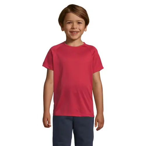 T-shirt da bambino unisex sportiva colori assortiti a girocollo in poliestere traspirante 140gr