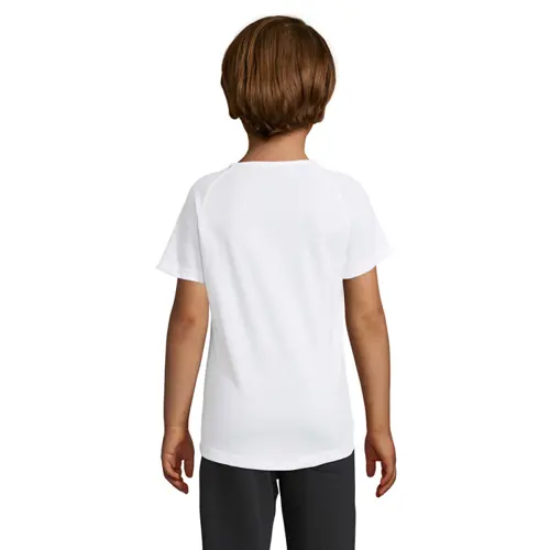 T-shirt da bambino unisex sportiva colori assortiti a girocollo in poliestere traspirante 140gr