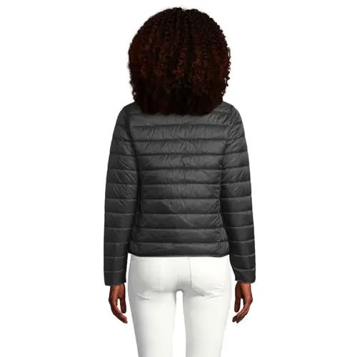 Piumino leggero da donna colori assortiti con fodera e zip a contrasto taglio aderente in nylon e poliestere 180gr