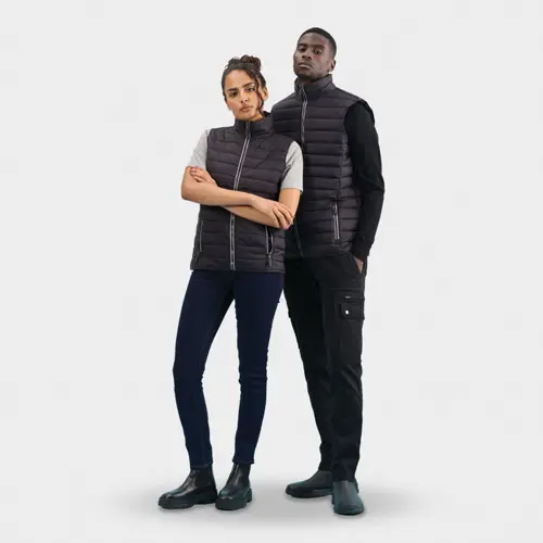 Smanicato da uomo colori assortiti con fodera e zip a contrasto taglio aderente in nylon e poliestere 180g