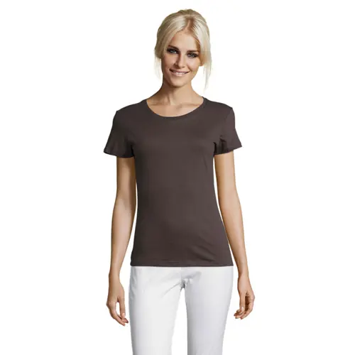 T-shirt da donna colori assortiti a girocollo taglio sfiancato 100% cotone 150gr