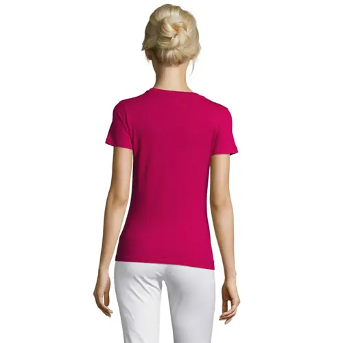 T-shirt da donna colori assortiti a girocollo taglio sfiancato 100% cotone 150gr