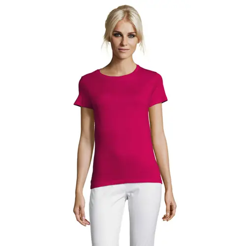 T-shirt da donna colori assortiti a girocollo taglio sfiancato 100% cotone 150gr