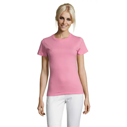 T-shirt da donna colori assortiti a girocollo taglio sfiancato 100% cotone 150gr