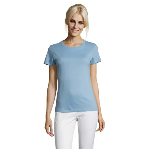 T-shirt da donna colori assortiti a girocollo taglio sfiancato 100% cotone 150gr