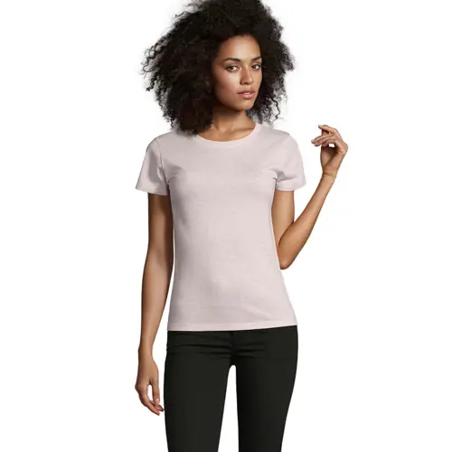 T-shirt da donna colori assortiti a girocollo taglio aderente 100% cotone 150gr