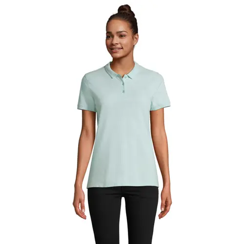 Maglietta polo da donna a maniche corte colori assortiti taglio sfiancato 100% cotone biologico 170gr