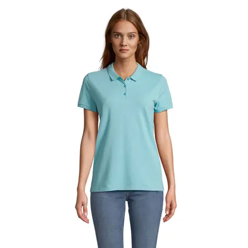 Maglietta polo da donna a maniche corte colori assortiti taglio sfiancato 100% cotone biologico 170gr