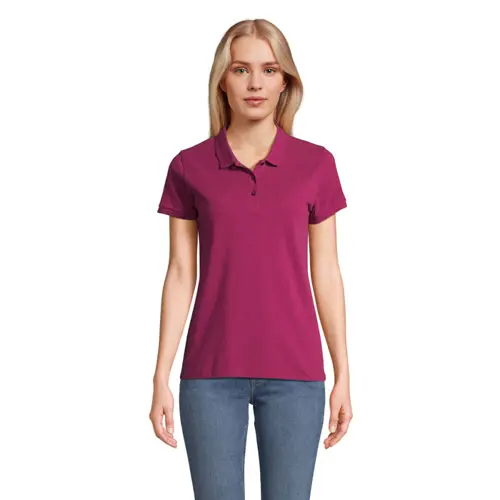 Maglietta polo da donna a maniche corte colori assortiti taglio sfiancato 100% cotone biologico 170gr