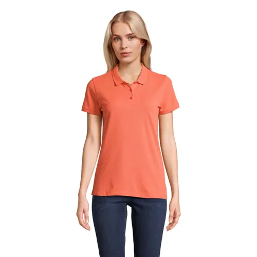 Maglietta polo da donna a maniche corte colori assortiti taglio sfiancato 100% cotone biologico 170gr