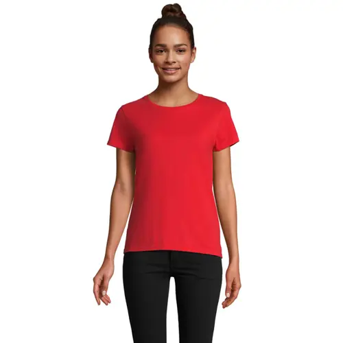 T-shirt da donna colori assortiti a girocollo taglio aderente 100% cotone biologico 175gr