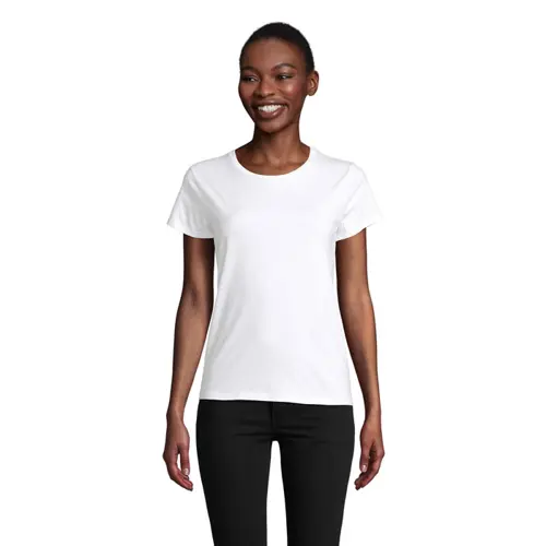 T-shirt da donna colori assortiti a girocollo taglio aderente 100% cotone biologico 175gr