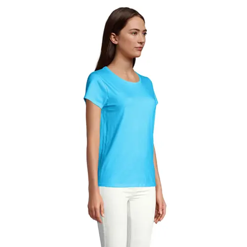 T-shirt da donna colori assortiti a girocollo taglio aderente 100% cotone biologico 150gr