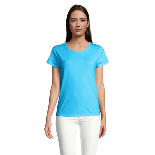 T-shirt da donna colori assortiti a girocollo taglio aderente 100% cotone biologico 150gr