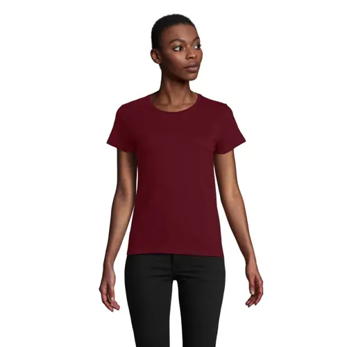 T-shirt da donna colori assortiti a girocollo taglio aderente 100% cotone biologico 150gr