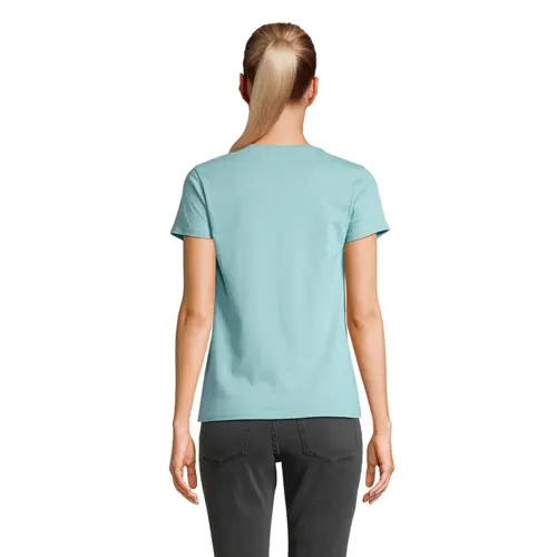 T-shirt da donna colori assortiti a girocollo taglio aderente 100% cotone biologico 150gr