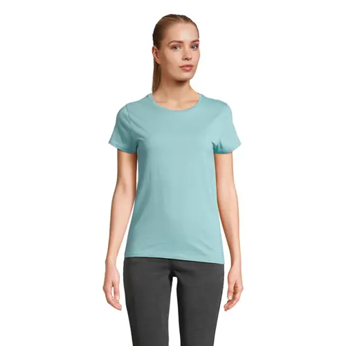 T-shirt da donna colori assortiti a girocollo taglio aderente 100% cotone biologico 150gr