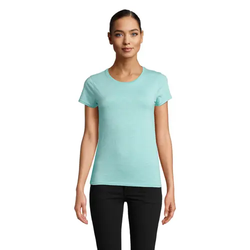 T-shirt da donna colori assortiti a girocollo taglio aderente 100% cotone biologico 150gr