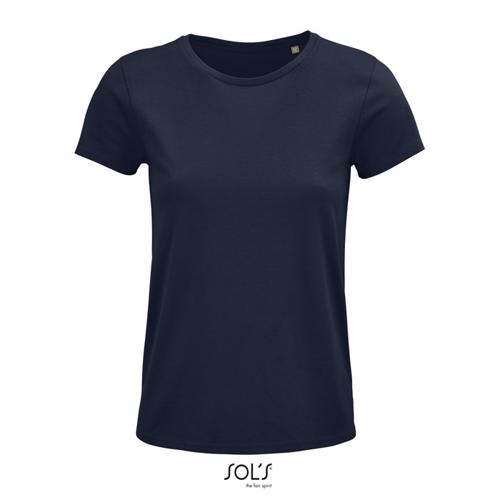 T-shirt da donna colori assortiti a girocollo taglio aderente 100% cotone biologico 150gr