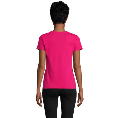 T-shirt da donna colori assortiti a girocollo taglio aderente 100% cotone biologico 150gr