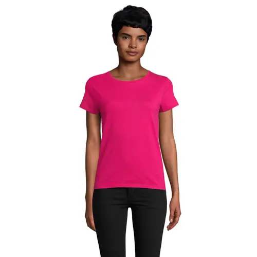 T-shirt da donna colori assortiti a girocollo taglio aderente 100% cotone biologico 150gr