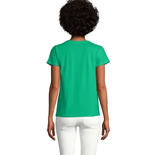 T-shirt da donna colori assortiti a girocollo taglio aderente 100% cotone biologico 150gr