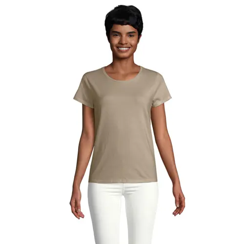 T-shirt da donna colori assortiti a girocollo taglio aderente 100% cotone biologico 150gr