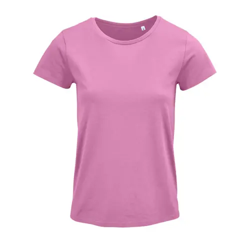 T-shirt da donna colori assortiti a girocollo taglio aderente 100% cotone biologico 150gr