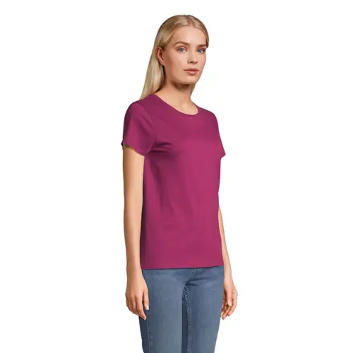 T-shirt da donna colori assortiti a girocollo taglio aderente 100% cotone biologico 150gr