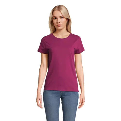 T-shirt da donna colori assortiti a girocollo taglio aderente 100% cotone biologico 150gr