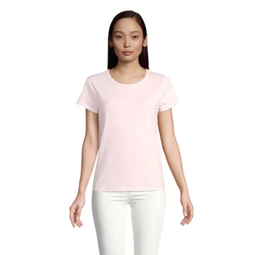 T-shirt da donna colori assortiti a girocollo taglio aderente 100% cotone biologico 150gr