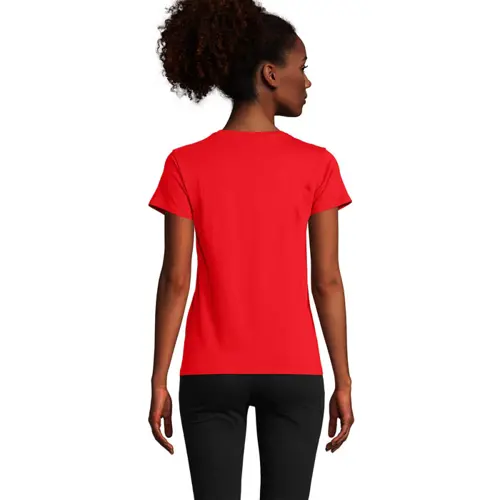 T-shirt da donna colori assortiti a girocollo taglio aderente 100% cotone biologico 150gr