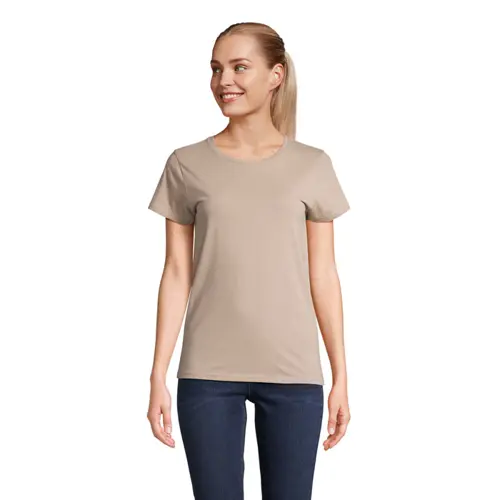 T-shirt da donna colori assortiti a girocollo taglio aderente 100% cotone biologico 150gr