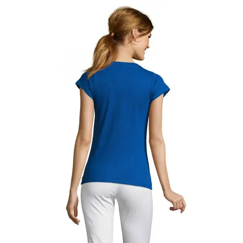 T-shirt da donna colori assortiti scollo a v taglio sfiancato 100% cotone 150gr