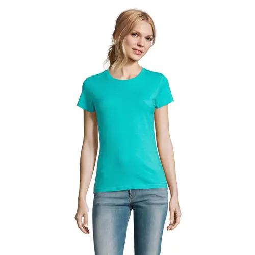 T-shirt da donna colori assortiti a girocollo taglio sfiancato 100% cotone 190gr
