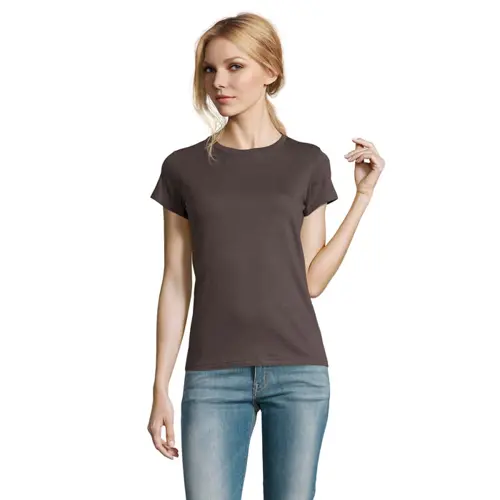 T-shirt da donna colori assortiti a girocollo taglio sfiancato 100% cotone 190gr