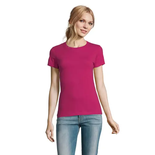 T-shirt da donna colori assortiti a girocollo taglio sfiancato 100% cotone 190gr