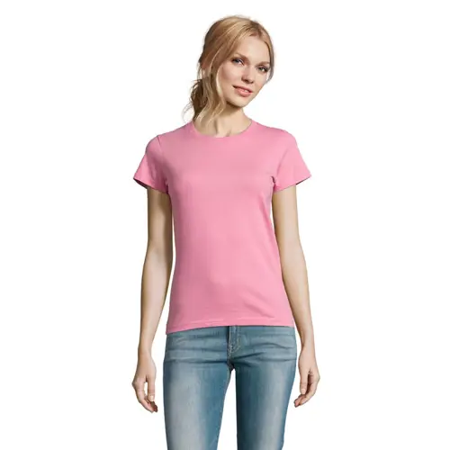 T-shirt da donna colori assortiti a girocollo taglio sfiancato 100% cotone 190gr