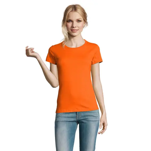 T-shirt da donna colori assortiti a girocollo taglio sfiancato 100% cotone 190gr