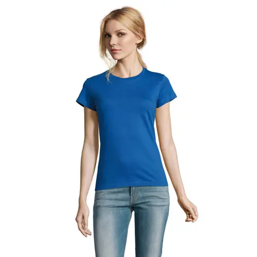 T-shirt da donna colori assortiti a girocollo taglio sfiancato 100% cotone 190gr