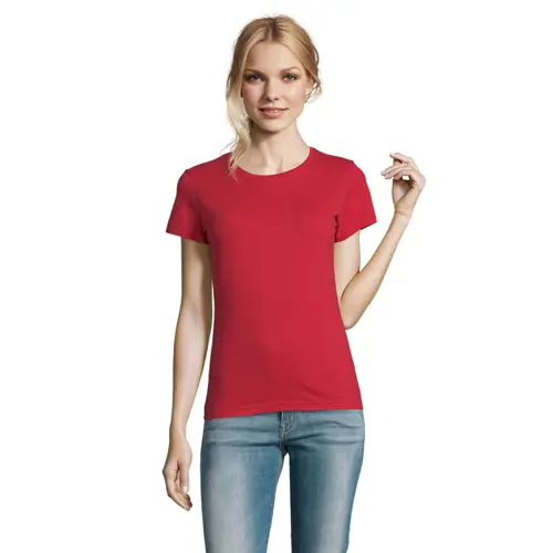 T-shirt da donna colori assortiti a girocollo taglio sfiancato 100% cotone 190gr