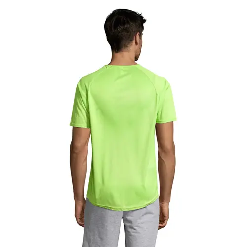 T-shirt da uomo sportiva colori assortiti a girocollo con maniche taglio raglan in poliestere traspirante 140gr