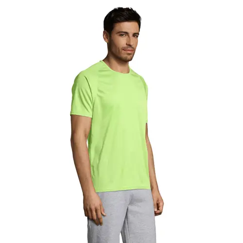 T-shirt da uomo sportiva colori assortiti a girocollo con maniche taglio raglan in poliestere traspirante 140gr