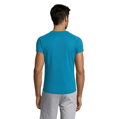 T-shirt da uomo sportiva colori assortiti a girocollo con maniche taglio raglan in poliestere traspirante 140gr