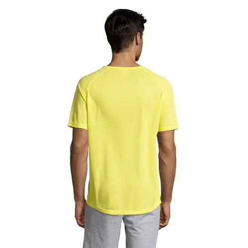 T-shirt da uomo sportiva colori assortiti a girocollo con maniche taglio raglan in poliestere traspirante 140gr