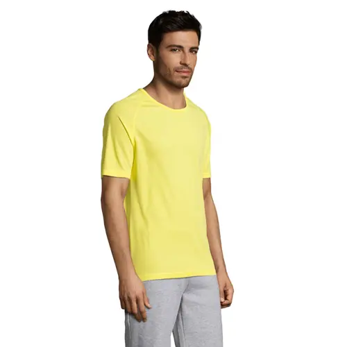 T-shirt da uomo sportiva colori assortiti a girocollo con maniche taglio raglan in poliestere traspirante 140gr
