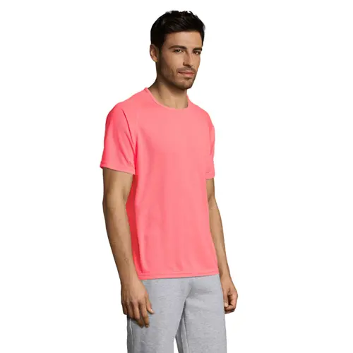 T-shirt da uomo sportiva colori assortiti a girocollo con maniche taglio raglan in poliestere traspirante 140gr