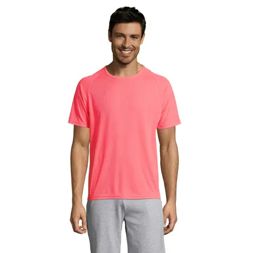 T-shirt da uomo sportiva colori assortiti a girocollo con maniche taglio raglan in poliestere traspirante 140gr